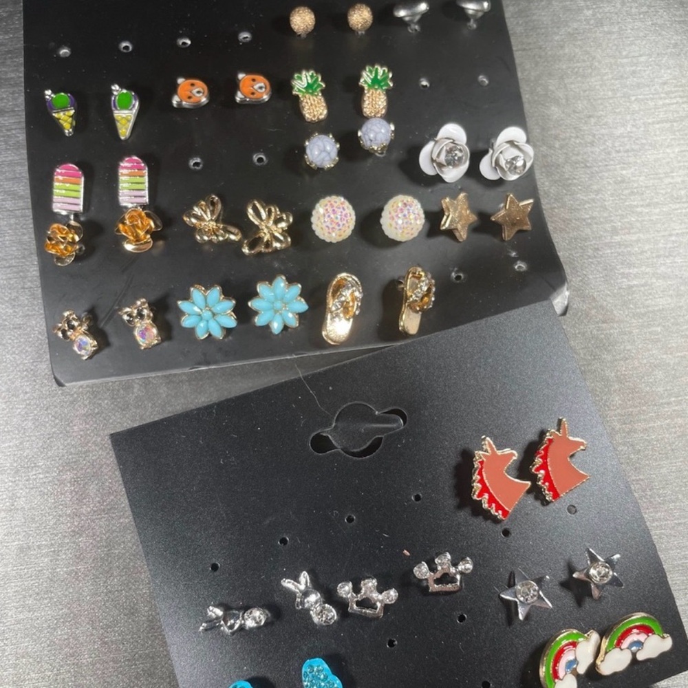 Colorful Trendy Simple Stud Womens Kids Fashion Costume Quirky Earring Set